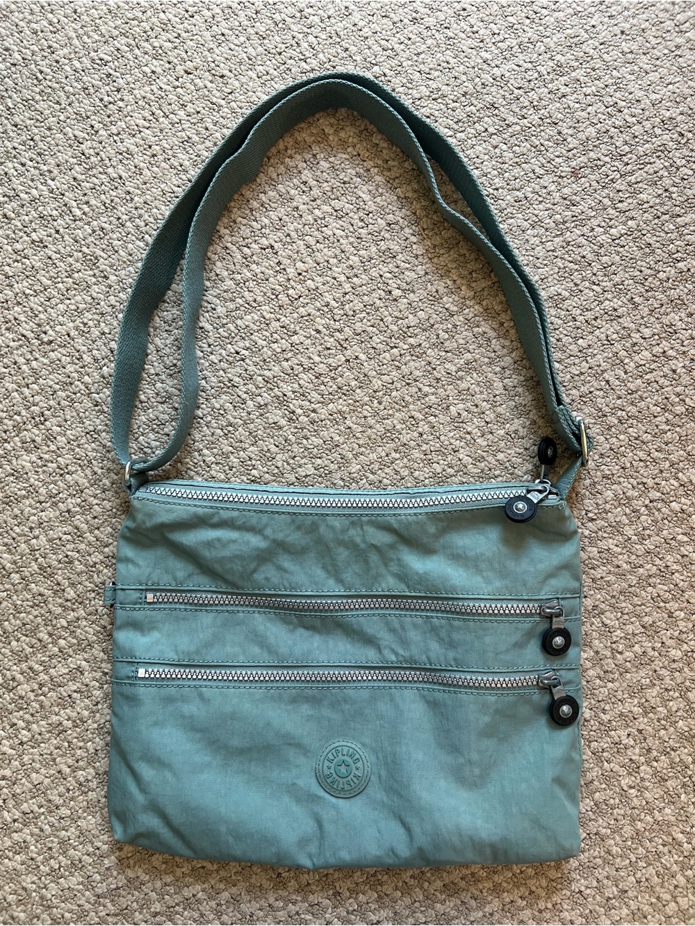 Kipling Seafoam Green Crossbody Bag with Dual Zip Pockets